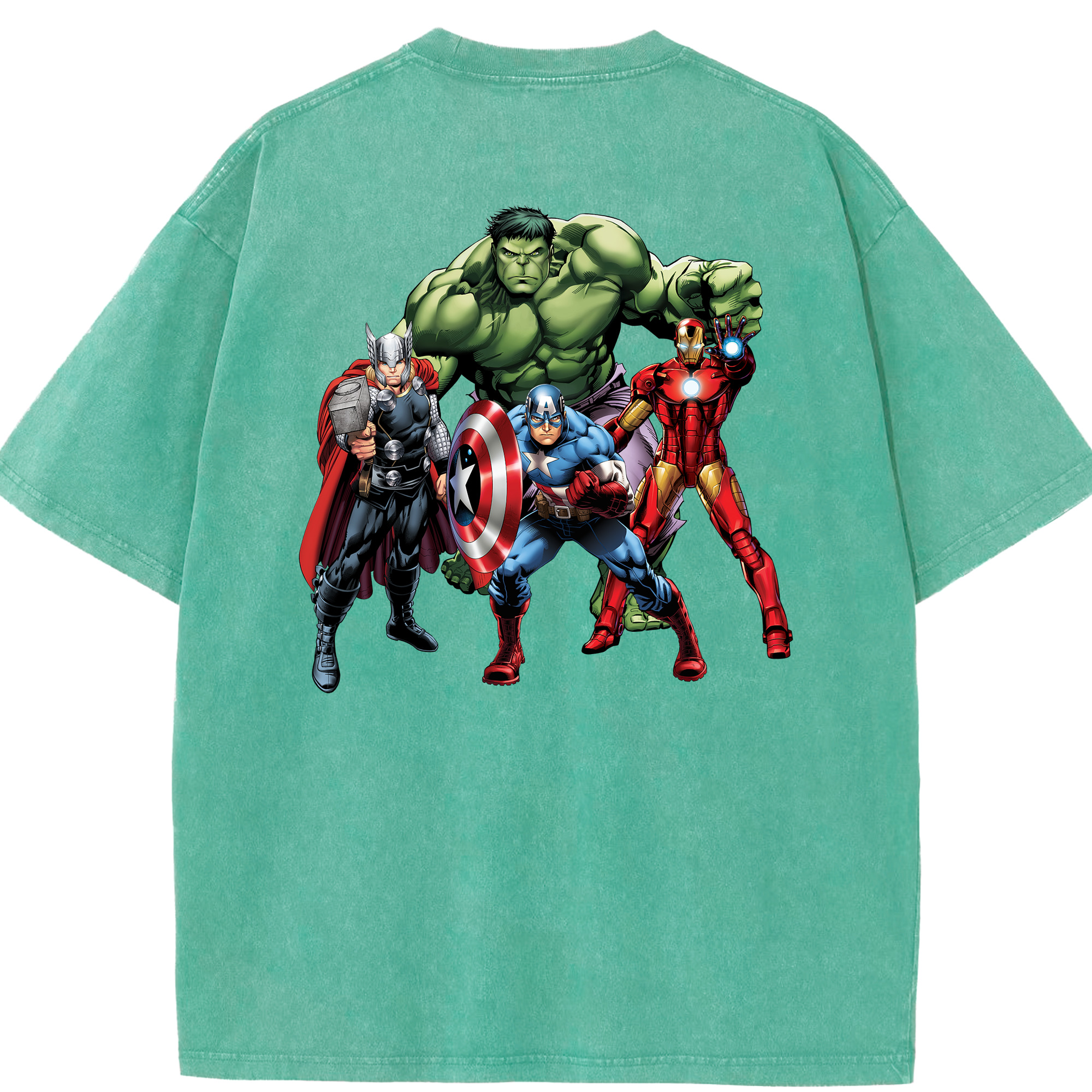 （画像用） アベンジャーズ The Avengers 綿100% ヴィンテージ風 半袖Tシャツ（背面プリント）